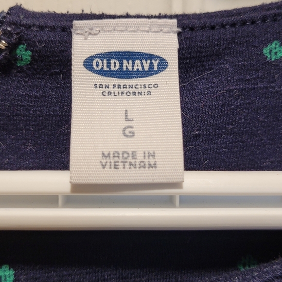 Old Navy shift dress. Navy blue with green dots. US Lg. - Picture 2 of 5
